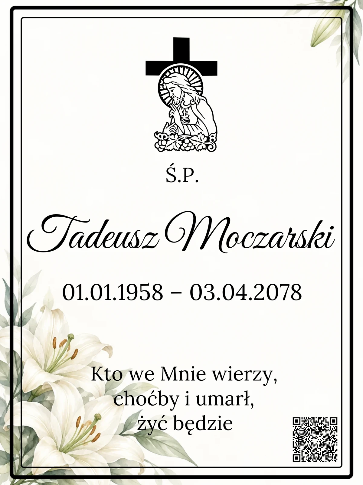 Tabliczka z kodem QR pamięci: Tadeusz Moczarski