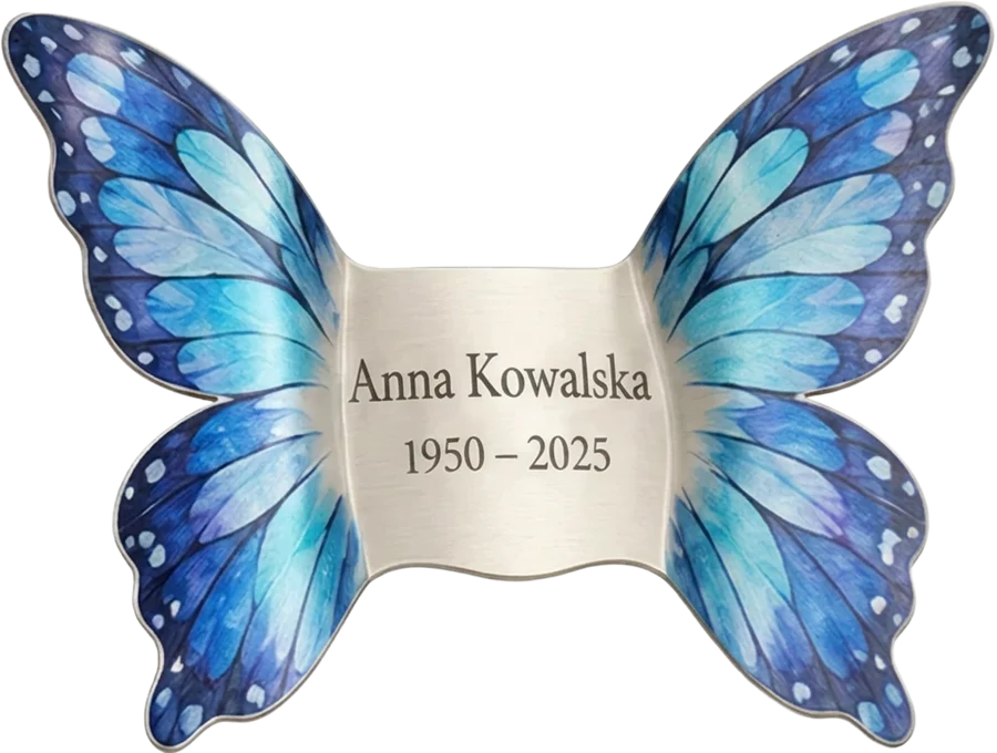 Wygięta tabliczka Motyl – wizualizacja
